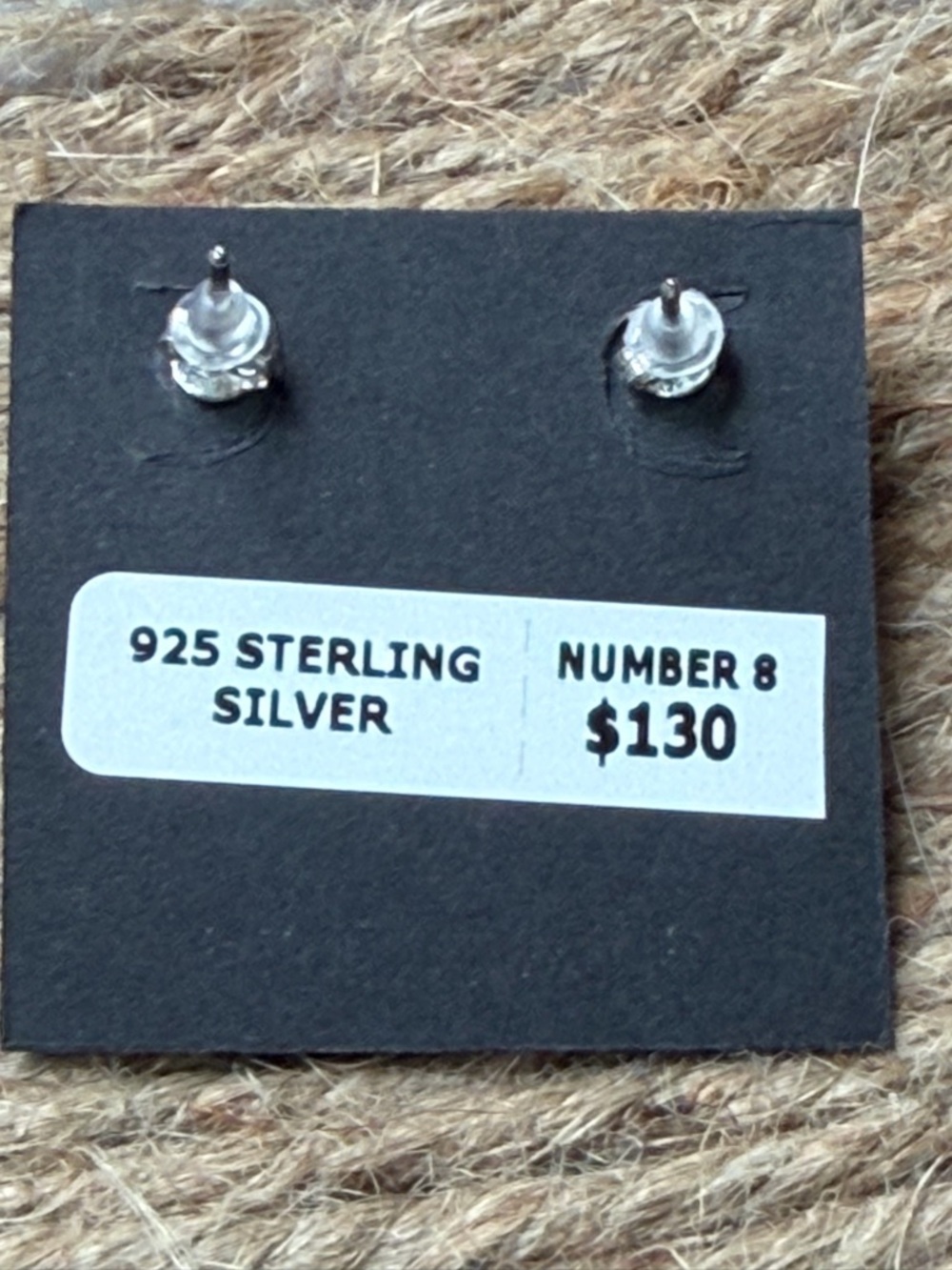 Sterling Silver Turquoise and Number eight Brown Oval Stud Earrings - Picture 3 of 4